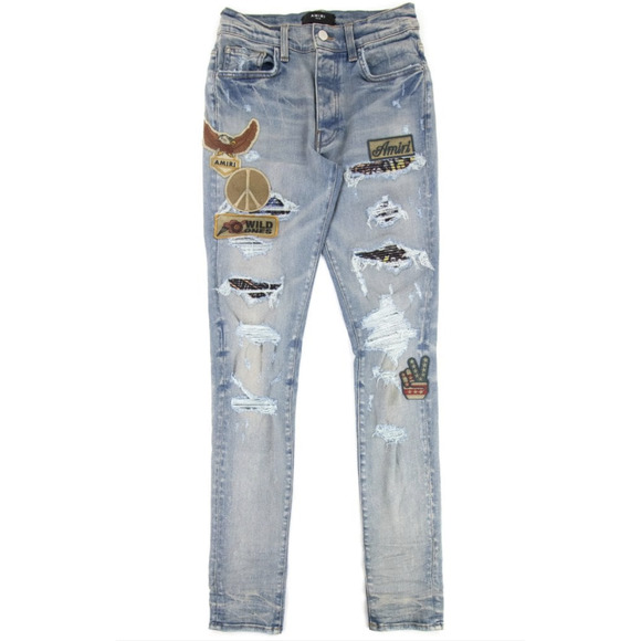 AMIRI Biker Patch Jeans Clay Indigo distressed size 32